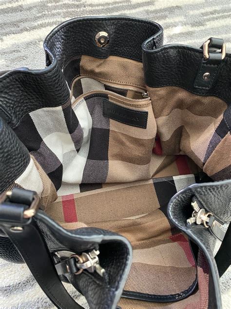 Burberry Maidstone Tote Leather and House Check Canvas 